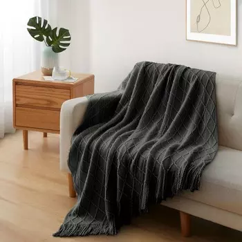 Плетеное одеяло 50x60 дюймов Peace Nest, цвет Dark Grey