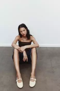 Плетеные балетки для балерин ZARA, белый
