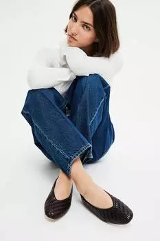 Плетеные балетки H&M, коричневый