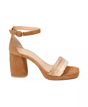 Плетеные босоножки на блочном каблуке Fabienne Chapot, бежевый