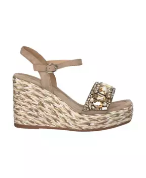 Плетеные босоножки на танкетке со стразами Alma En Pena, коричневый