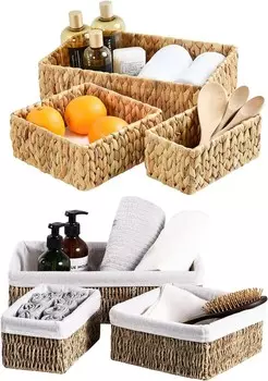 Плетеные корзины Fairy Haus, корзины с водяным гиацинтом (3 упаковки) и корзины для хранения морских водорослей (3 упаковки) FairyHaus