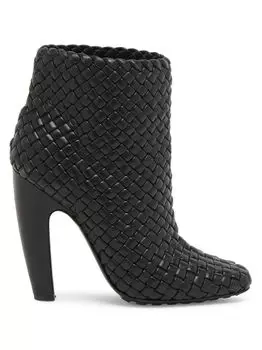 Плетеные кожаные ботильоны Bottega Veneta, черный