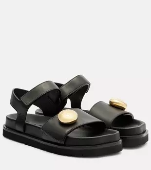 Плетеные кожаные сандалии Loewe, черный