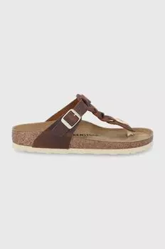 Плетеные кожаные шлепанцы Gizeh Birkenstock, коричневый