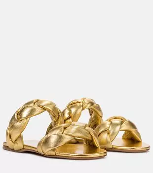 Плетеные кожаные шлепанцы Miu Miu, Oro