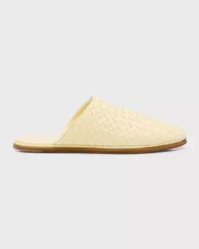 Плетеные кожаные тапочки-мюли Intrecciato Bottega Veneta, цвет Camomile