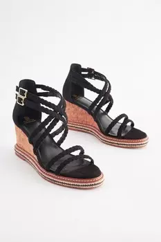 Плетеные пробковые туфли на танкетке Forever Comfort Next, черный