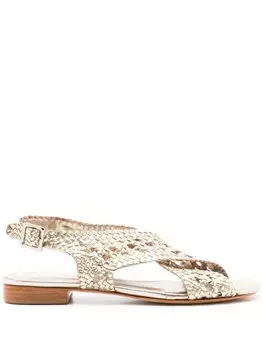 Плетеные сандалии Isolde с эффектом металлик Sarah Chofakian, золотистый