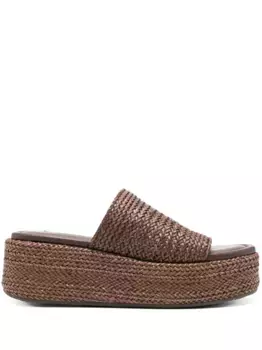 Плетеные сандалии на платформе Casadei, коричневый