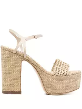 Плетеные сандалии на платформе Casadei, нейтральный