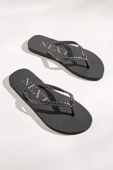 Плетеные шлепанцы Next, черный