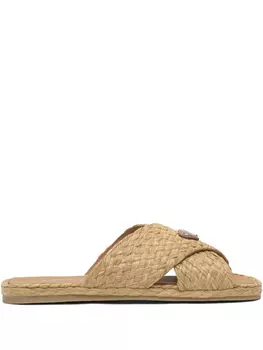 Плетеные шлепанцы Prada, коричневый