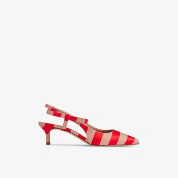 Плетеные туфли-лодочки Barette на каблуке с бантиком сбоку Lk Bennett, красный