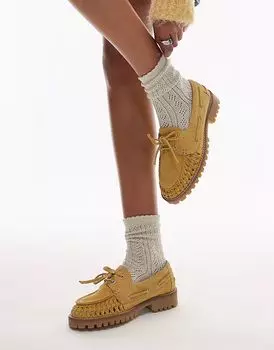 Плетеные туфли-лодочки Bronx Sie-nna из желтой замши