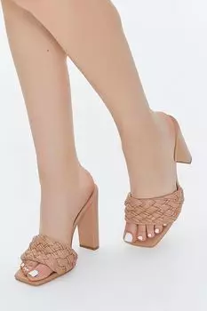 Плетеные туфли на блочном каблуке из искусственной кожи Forever 21, нюд