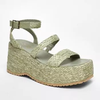Плетеные туфли на массивной платформе на платформе Quiz, зеленый
