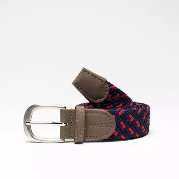 Плетеный эластичный ремень для гольфа - синий/темно-синий INESIS, синий кит/черный синий/огненно-красный