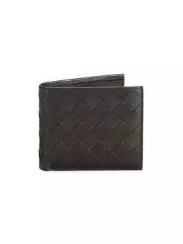 Плетеный бумажник из натуральной кожи Bottega Veneta, черный