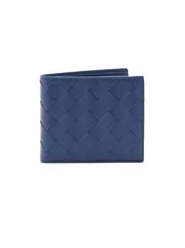 Плетеный бумажник из натуральной кожи Bottega Veneta, серебряный