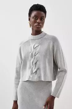 Плетеный джемпер в рубчик из смеси вискозы Karen Millen, мультиколор