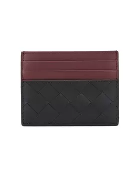 Плетеный футляр для кредитных карт Bottega Veneta, цвет Black & Madder Brown
