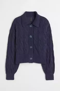 Плетеный кардиган H&amp;M, темно-синий
