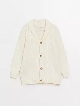 Плетеный кардиган с шалевым воротником для мальчика из трикотажа с собственной выкройкой LCW baby