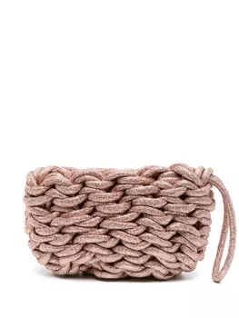 Плетеный клатч Alienina, розовый
