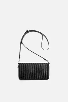 Плетеный кошелек через плетение ZARA, черный