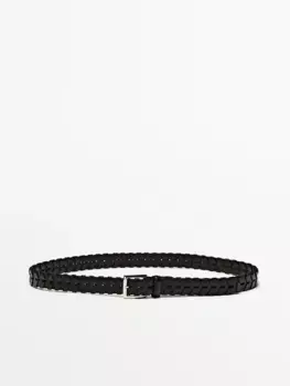 Плетеный кожаный ремень Massimo Dutti, черный