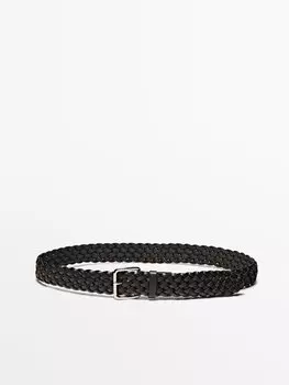Плетеный кожаный ремень Massimo Dutti, черный