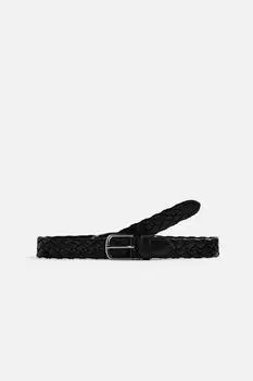 Плетеный кожаный ремень ZARA, черный
