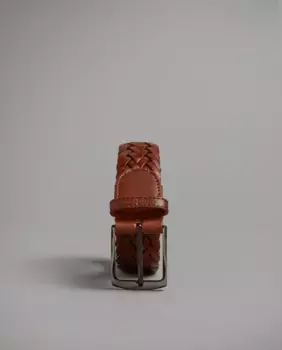 Плетеный мужской ремень коричневого цвета с лесным орехом Roberto Verino, коричневый