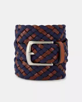 Плетеный мужской ремень темно-синего цвета Emidio Tucci