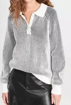 Плетеный пуловер с воротником Джонни в меловом цвете Multi 525 America