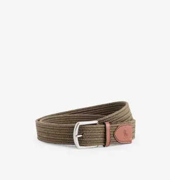 Плетеный ремень из плетеной ткани с гравированной пряжкой Polo Ralph Lauren, зеленый