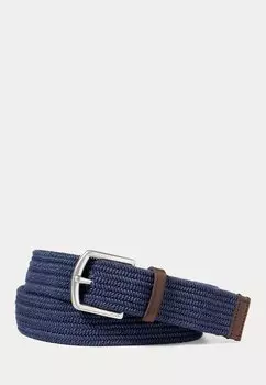 Плетеный ремень LEATHER TRIM BRAIDED BELT Ralph Lauren, темно-синий
