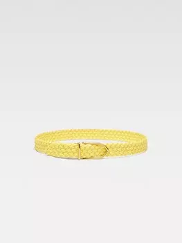 Плетеный ремень с фирменной пряжкой JACQUEMUS The Bambino belt, желтый