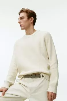 Плетеный ремень с кожаной отделкой H&M, хаки