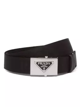 Плетеный ремень с логотипом Prada, черный