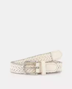 Плетеный ремень с металлической деталью Tintoretto, кремово-белый