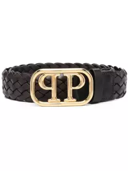 Плетеный ремень с пряжкой-логотипом Philipp Plein, коричневый