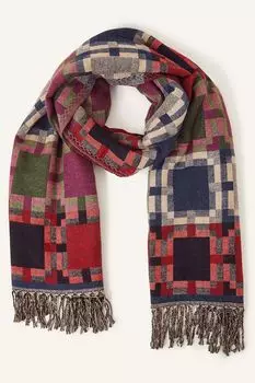 Плетеный шарф с геометрическим рисунком Accessorize, синий