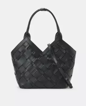 Плетеный шопер с застежкой Tintoretto, черный