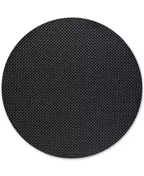 Плетеный виниловый круглый коврик для столовых приборов Basketweave Chilewich, черный