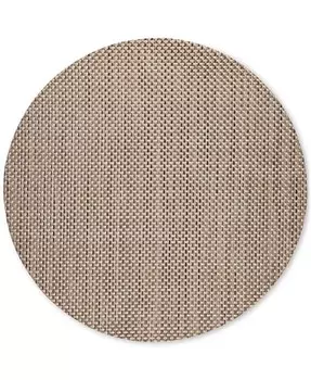 Плетеный виниловый круглый коврик для столовых приборов Basketweave Chilewich, бежевый