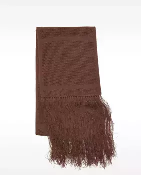 Плетеный вязаный шарф с длинной декоративной бахромой Parfois, темно-коричневый