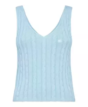 Плетеный вязаный топ с вышивкой монограммы Mvp Wardrobe, синий