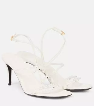 Плетёные кожаные сандалии Loop 75 с декоративными элементами Khaite, Optic White